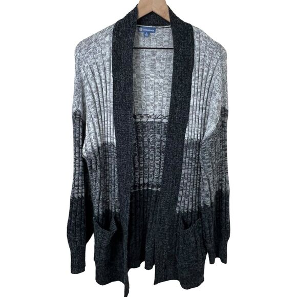 Democracy Womens Gray Colorblock Long Sleeve Open Front‎ Cardigan Sweater Large - Picture 1 of 5